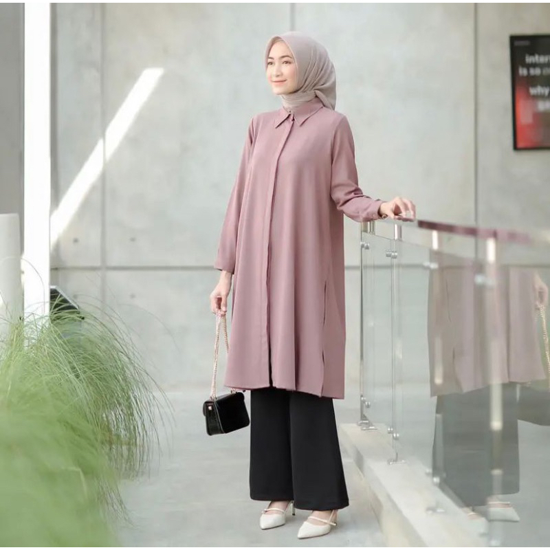 Rayya tunik Rayon Twill Kenari Premium HQ Bahan Rayon twill kenari impor Premium HQ Kancing dalam aktif Ld 100  Pb 115 Max BB 68kg Rekomendasi tinggi badan 150-168cm