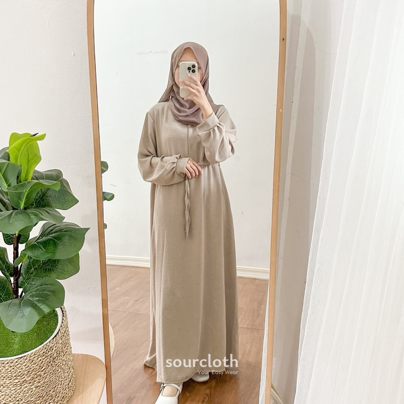 BASIC DRESS - Gamis Kaftan Abaya Syar'i Polos Busui Allsize Bahan Crinkle