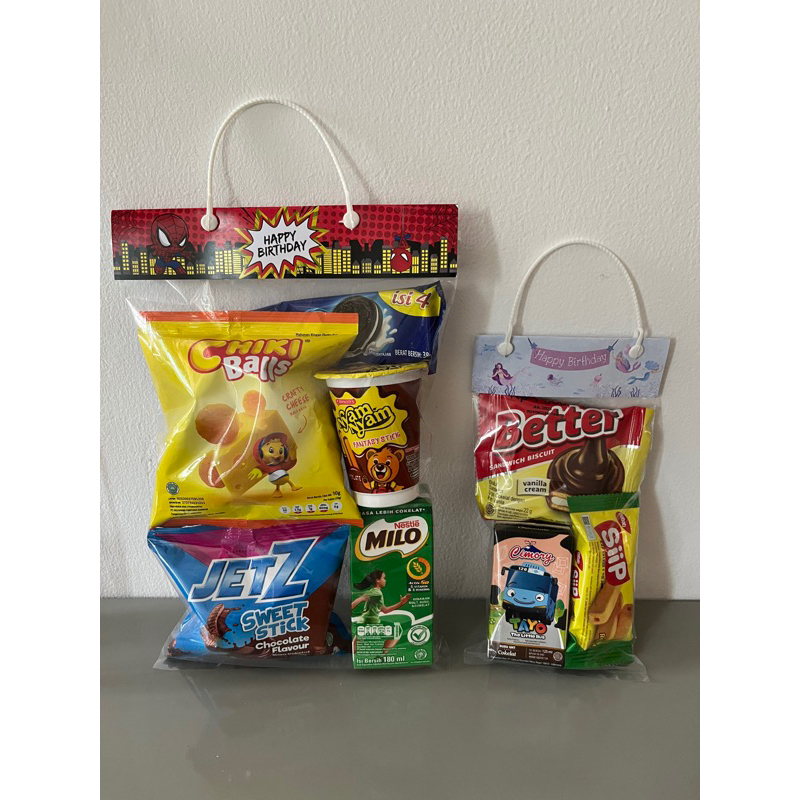 (Min. 10pcs) TAG LABEL TAS JINJING PLASTIK SNACK GOODIEBAG GOODYBAG ULANG TAHUN ANAK/PLASTIC JAJAN G