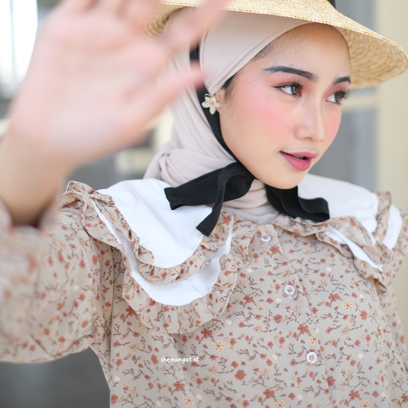 AMINA BLOUSE FLOWER KOREAN LOOK BY SHEMANGAT.ID