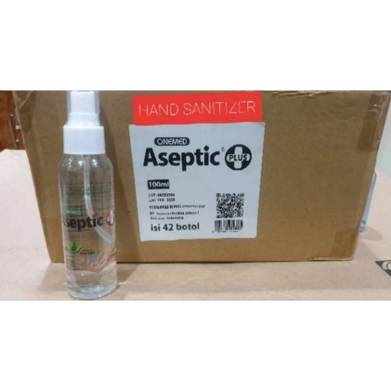 Onemed aseptic plus alloevera spray cair 100ml | Hand sanitizer cair spray aloevera onemed 100ml