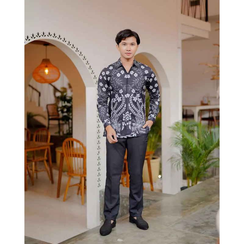 KEMEJA BATIK PRIA LENGAN PANJANG SIZE M L XL XXL  BSWART BatiK HRB026 Kenongo Hem Panjang