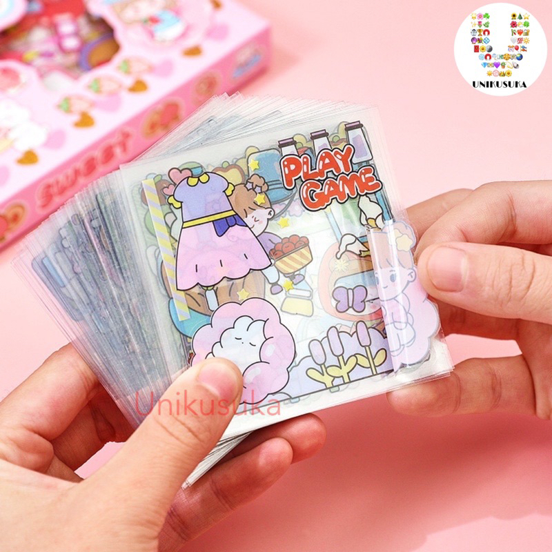 

[UNIKUSUKA] Stiker semi transparan PET Karakter MOMO imut lucu Aksesoris stiker hiasan diary