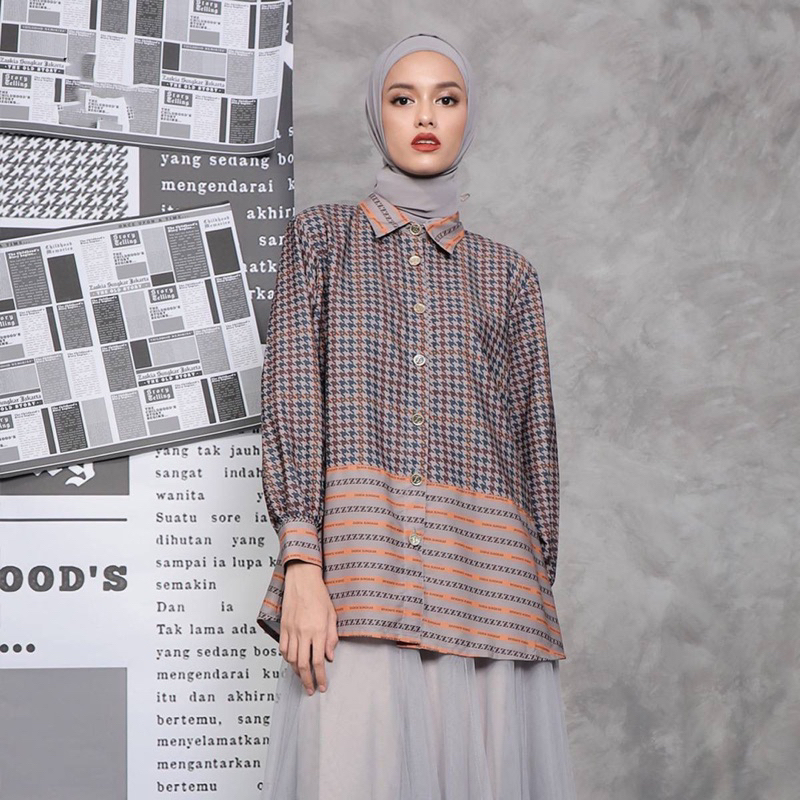 ZASKIA SUNGKAR SEIRA BLOUSE DARK GRAY