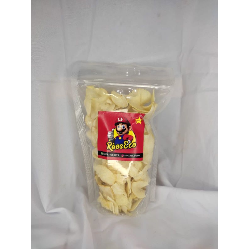 

keripik singkong ukuran 250g varian original, balado, dan pedas