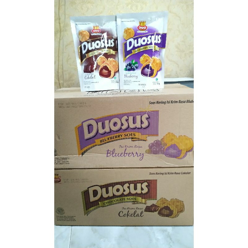 

DUOSUS CHOCOLATE BLUEBERRY 1DUS isi 30pcx30g/DUO SUS CHOCOLATE SOES BLUEBERRY SOES VANILA SOES TERMURAH TERLARIS