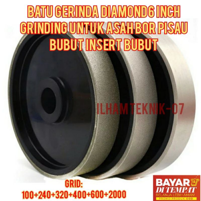 Batu Gerinda diamond Batu asah Diamond 6 inch untuk asah bor Carbide HSS insert bubut Carbide HSS pi