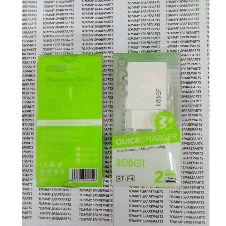 ROBOT ADAPTOR RT-F4 BATOK CHARGER DUAL USB QUICK CHARGER QC3.0/