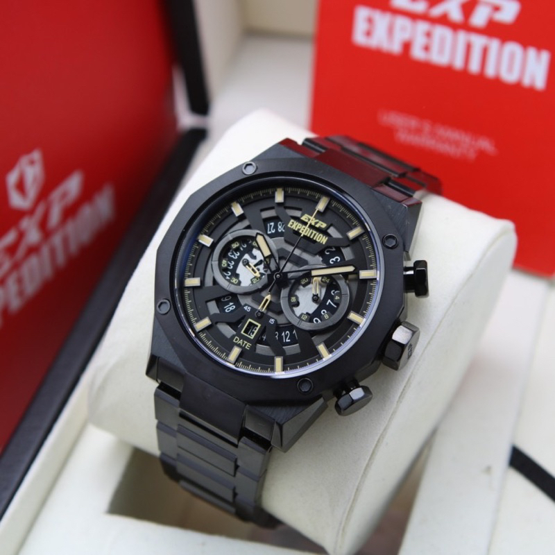 Jam tangan Expedition Exp 6834 original rantai stainless