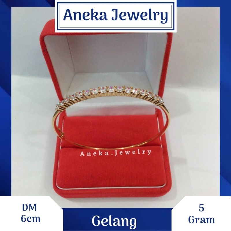 Gelang Pipa Mata 1 Baris, Sepuh Emas Kuning, Perak 925