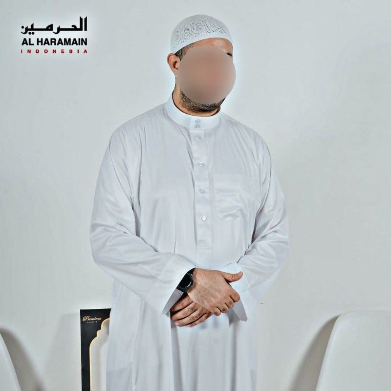 Gamis Jubah Pria Al Haramain Polyester Putih Polos