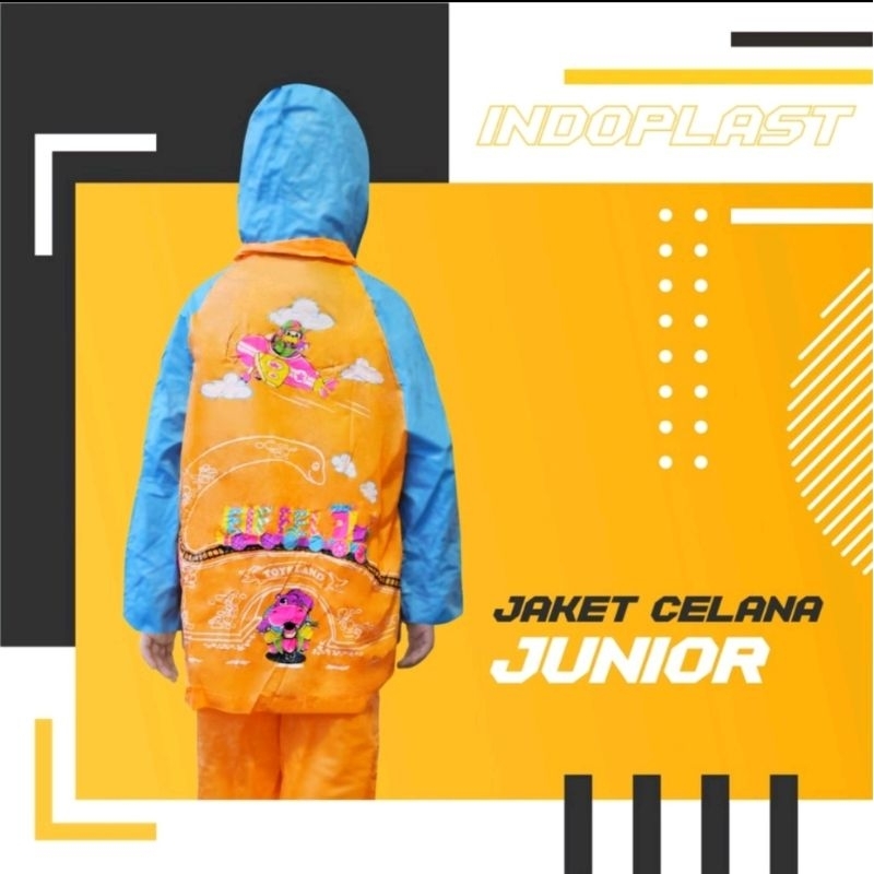 Jas Hujan Anak JUNIOR Indoplast Setelan / Jas Hujan Anak Jaket Celana Lucu Motif