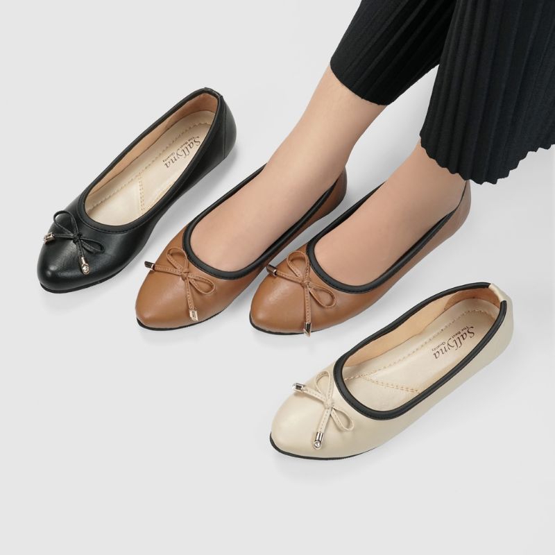 Sepatu Flat Wanita Variasi Pita Lucu Tidak Licin (ZNT 01)