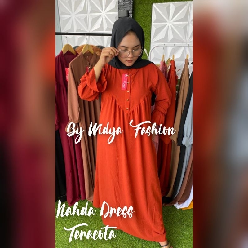 Nahda Maxi / ( Ukuran M~L~XL ) Gamis Wanita Crinkle Air flow Premium / Baju Perempuan Pesta Lebaran Crinkle Terbaru Piral