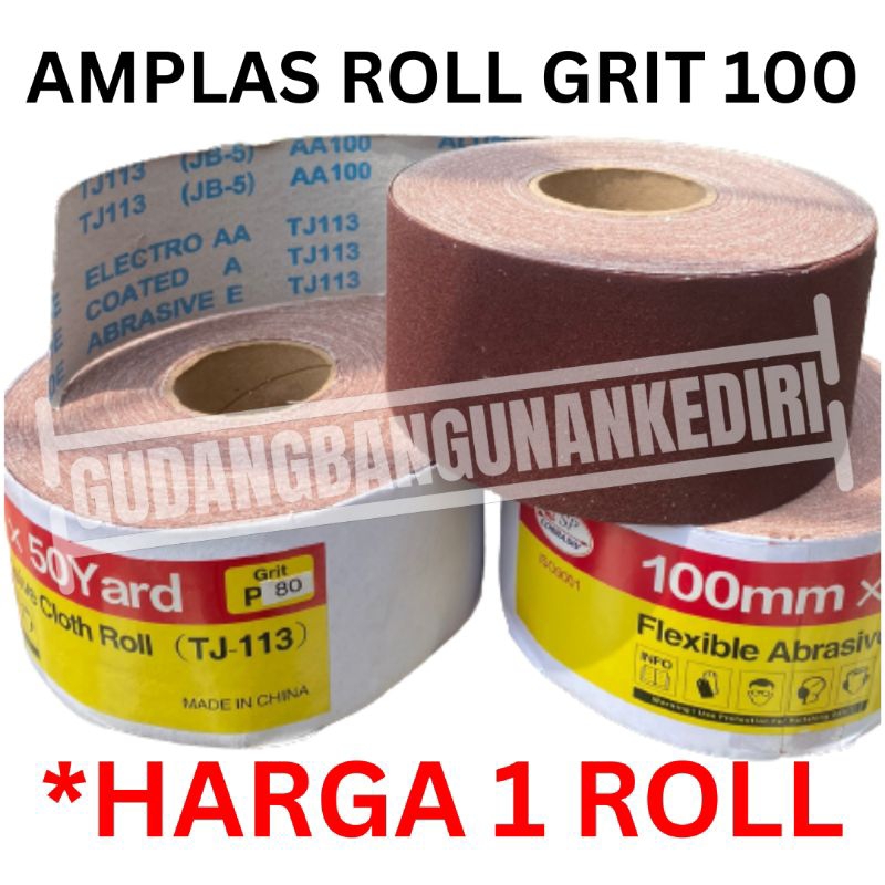 grit 100 amplas roll kain flexible fleksibel abrasive cloth roll