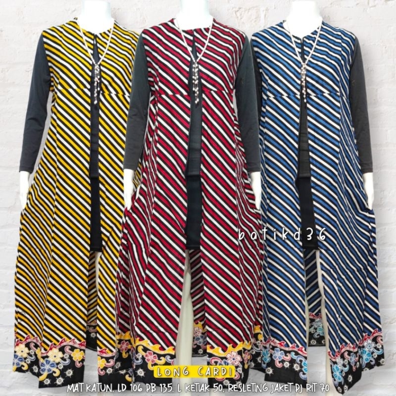 Long Cardi Outer batik katun kekinian  Baju luar rompi warna keren Muslim muslimah wanita cewek ibu mama muda modern kekinian elegan murah tradisional cardigan bolero vest rompi blazer cape klasik kasual remaja cantik dewasa casual solo Pekalongan