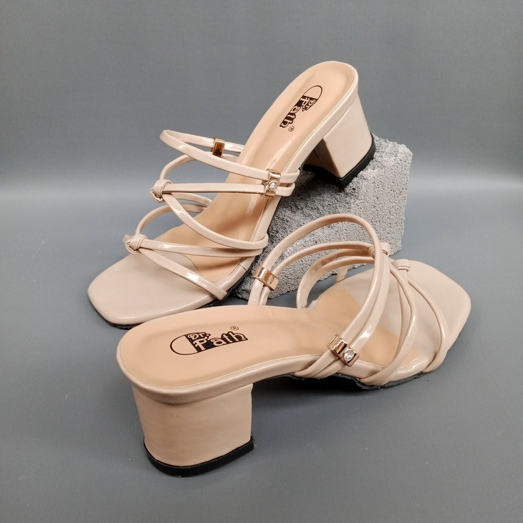 Sandal Heels Hak Tahu 5 cm wanita Tali Silang HB10