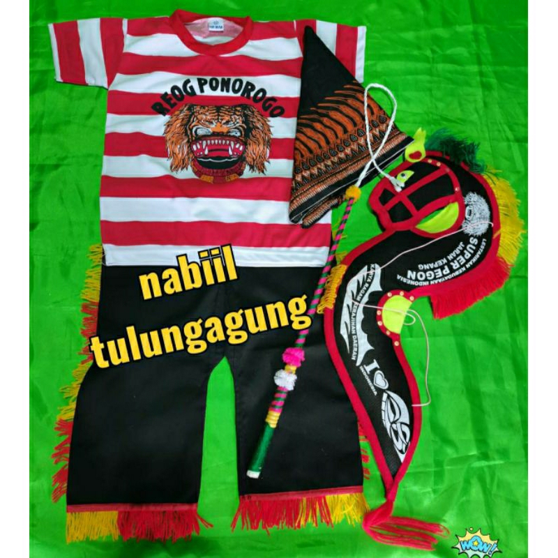 setelan kaos reog Ponorogo kuda lumping spon cambuk udeng jawa