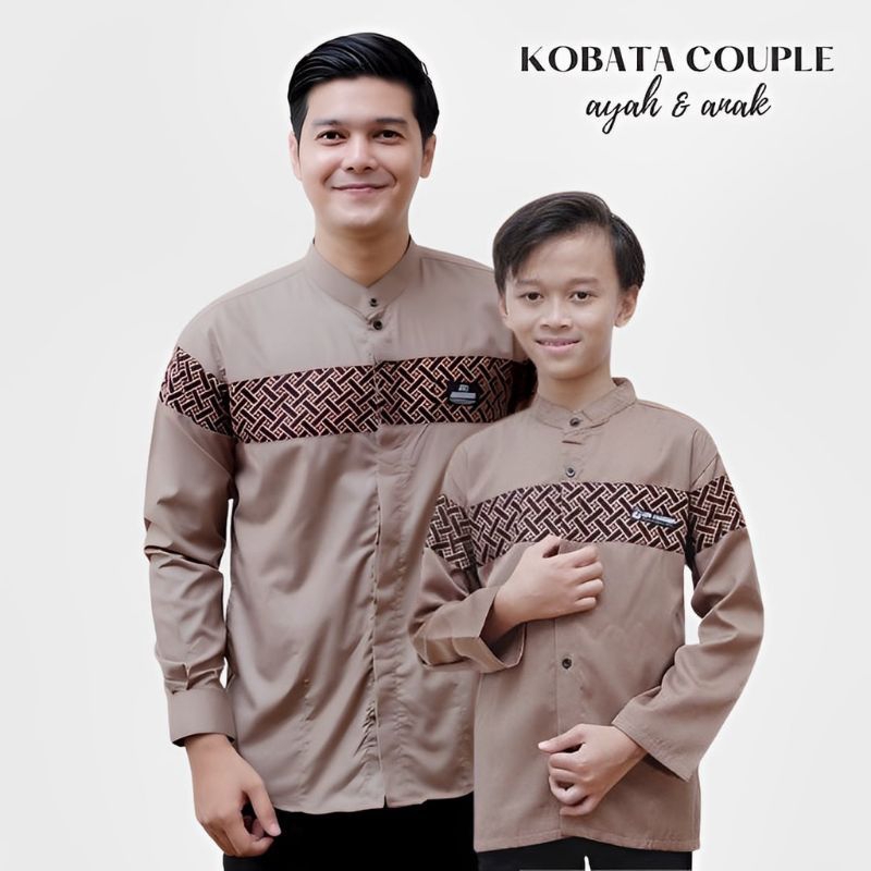 Baju Koko Kurta Couple Ayah Anak Laki Laki Original kurta Premium Couple-Mocca Terbaru