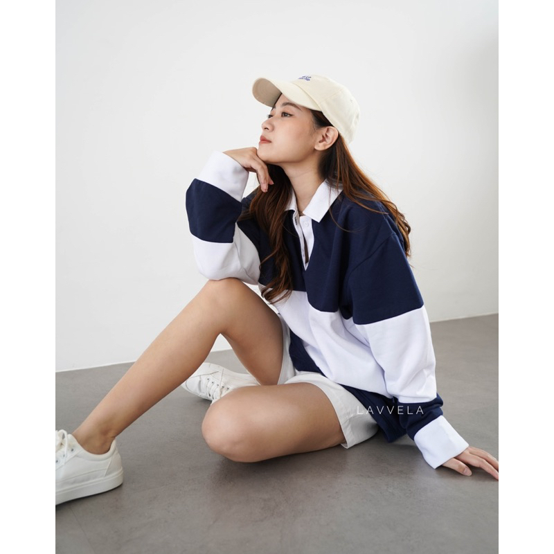 GLADYS SWEATER OVERSIZE | SWEATER RUGBY | SWEATER GARIS | SWEATER FLEECE | HOODIE | SWEATER KERAH | LAVVELA