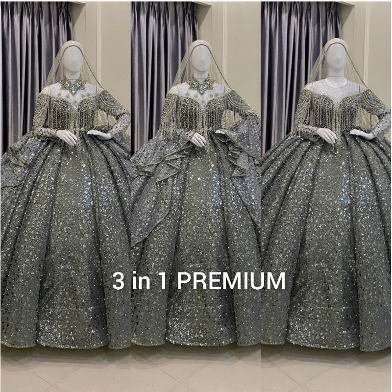 TERBARU//GAUN WEDDING BARBIE BELIMBING SEQUIN//BARBIE HARNET PREMIUM//TILE AKAR GAUN