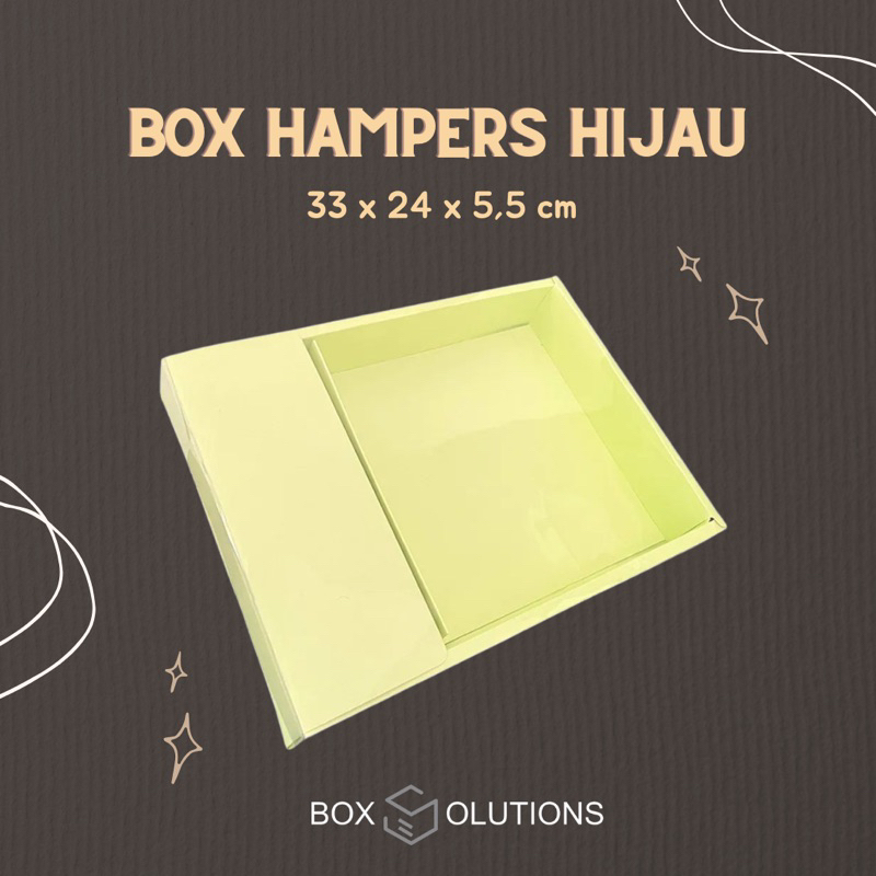 

box hampers hijau / box nasi spesial / box hantaran ivory green mika - 33x24x5,5 cm