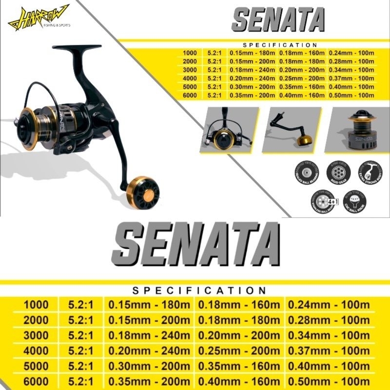 Reel Pancing Power Handle Reel Harrow Senata 1000-6000 Reel Murah