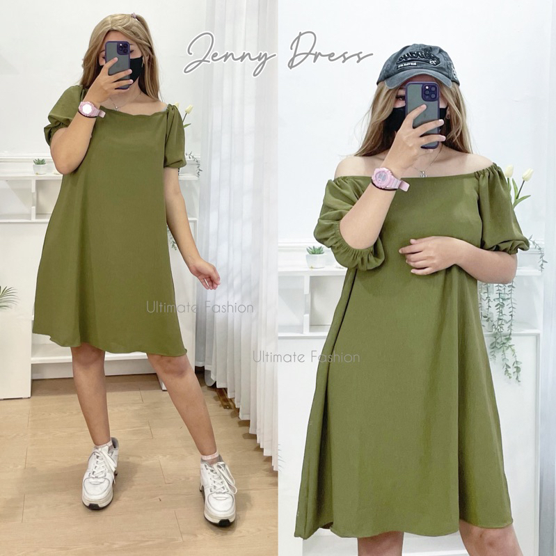 Jenny Dress Crinkle Airflow Jumbo / Long Dress Crinkle Lengan Balon Wanita Rakku 371