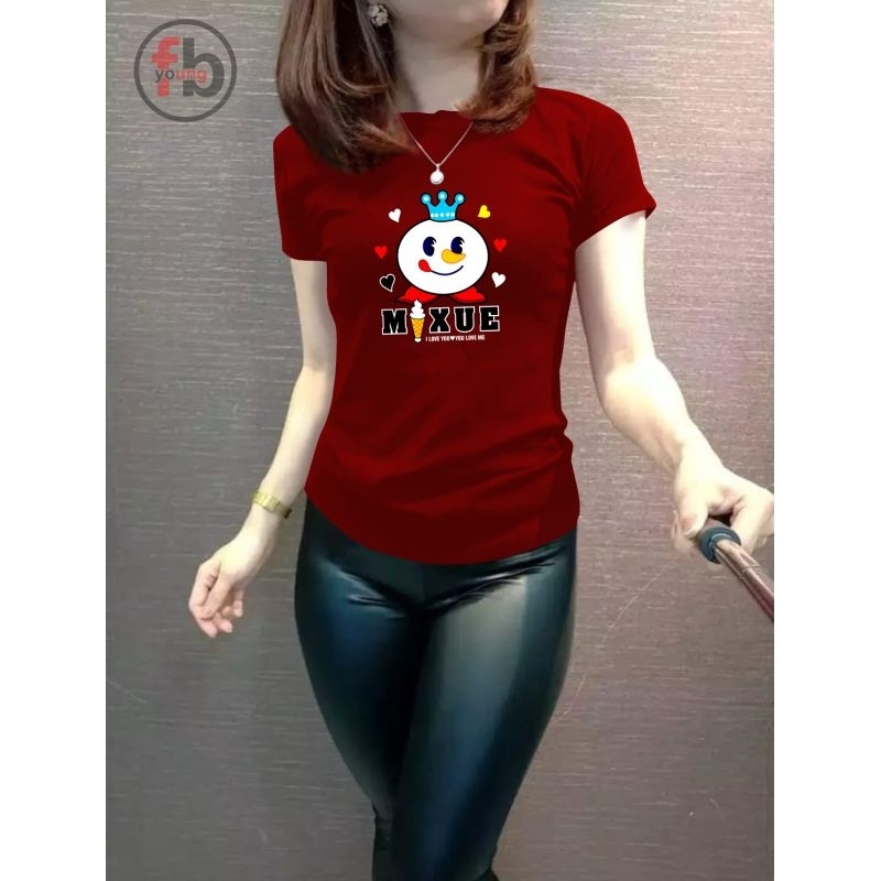 kaos wanita mixue ice cream lengan pendek