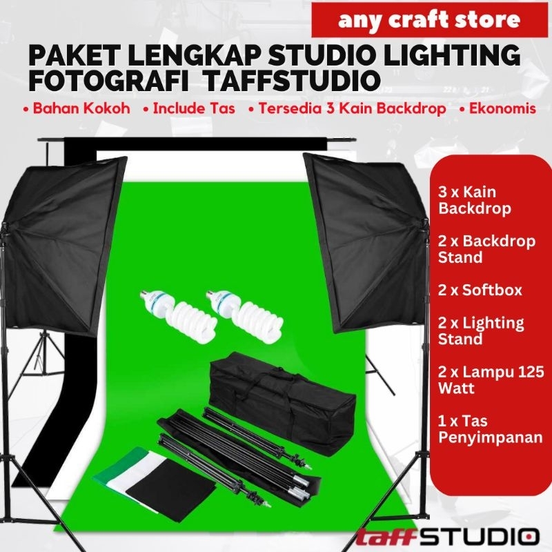 Paket Lighting Studio Lengkap dengan Backdrop