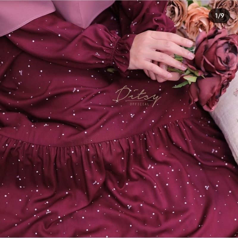 Ditsy Punto Maroon Nightgown size M