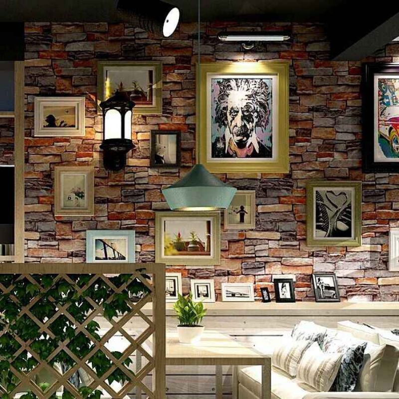 Wallpaper Dinding Wallpaper Sticker Dinding Motif Batu Alam Coklat Hitam Kombinasi Warna 3D Bisa COD