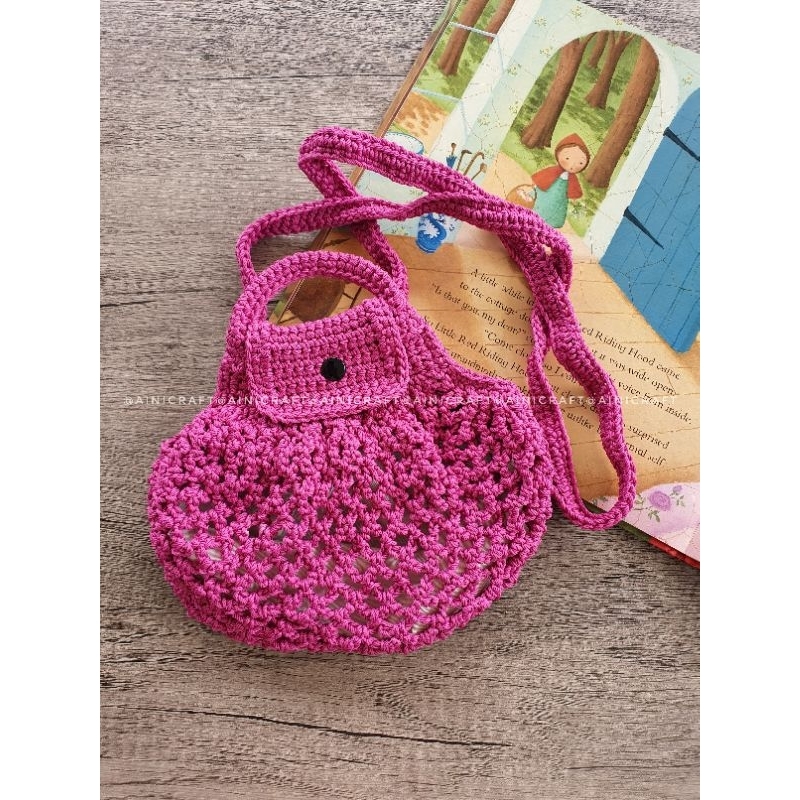 net bag rajut / net bag crochet / lc net bag handmade / lc crochet net bag