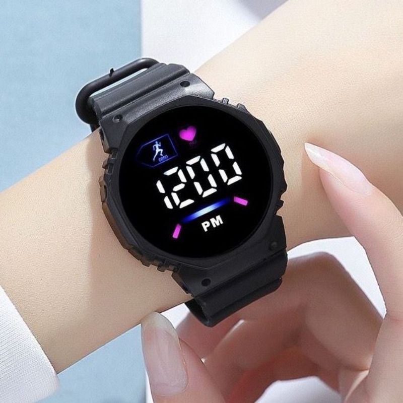 (Terima Cod)Jam Tangan Wanita Unisex Led PM Digital Anti Air Strap Rubber/Karet(Dikirim Jakarta)