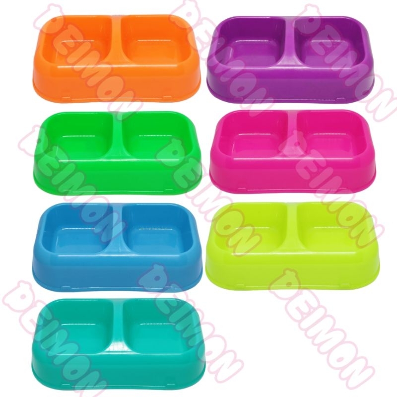 Tempat makan Kucing Double kotak Tempat makan kucing/anjing double bowl ANTI SLIP model kotak