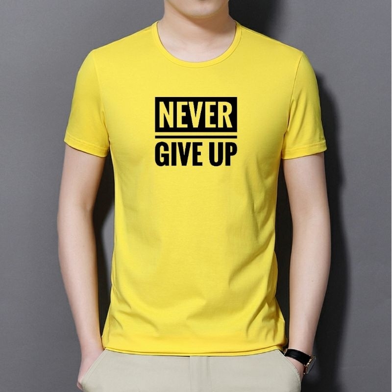 Kaos Never Give Up Pria Lengan Pendek Kaos Distro Baju Lengan Pendek Cowok Cod