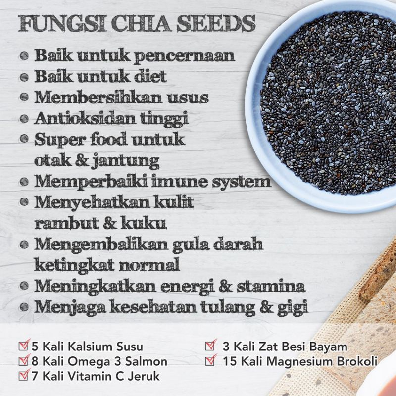 Chia Seed Organic Black Chiaseed Biji Chia Hitam Organik Diet