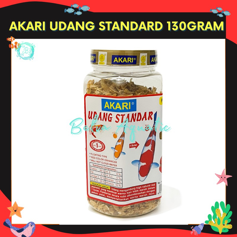 Akari Udang Kering Standar 130g Akari Udang Standar Pakan Lohan Arwana Predator Koi Louhan 130 Gram