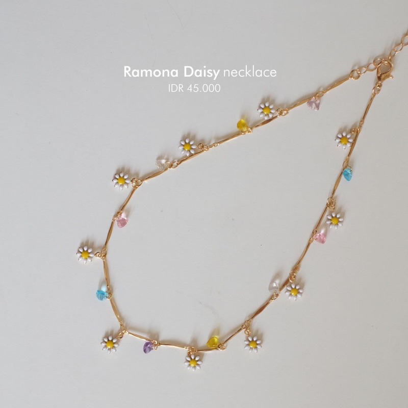 Ark.co - Ramona necklace &amp; anklets (basic &amp; daisy &amp; donut) kalung gelang kaki colorful bunga beads lingkaran