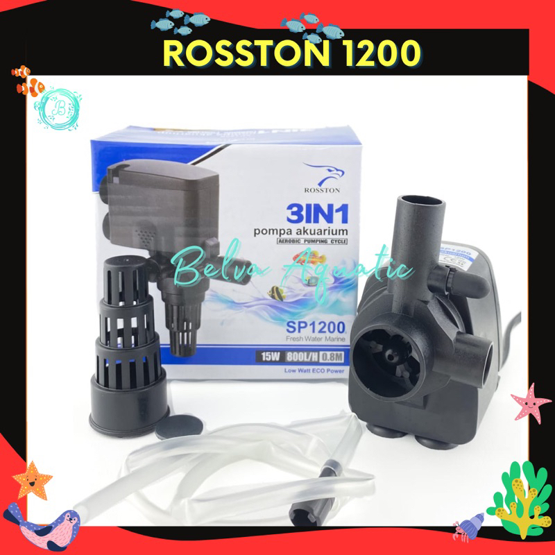 ROSSTON SP 1200 LOW WATT ECO POWER HEAD Hemat Daya Listrik Pompa Air Celup Aquarium Ikan Hidroponik Aquascape Hidroponik SP1200 Submersible Water Pump