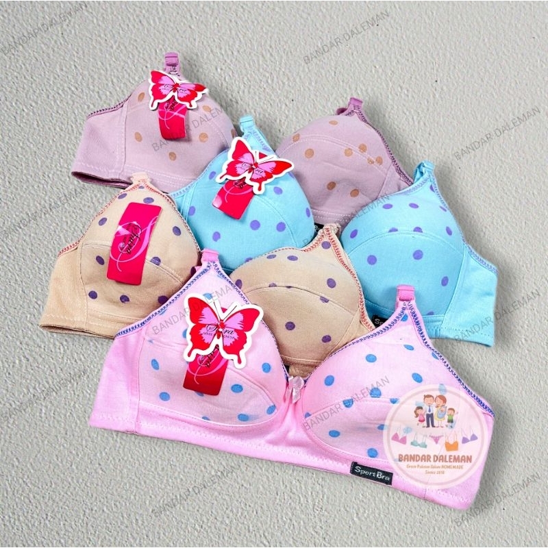 Bh Sport / Sport Bra Anak Remaja SD SMP SMA Dewasa Motif Polkadot Murah Tanpa Busa Tanpa Kawat