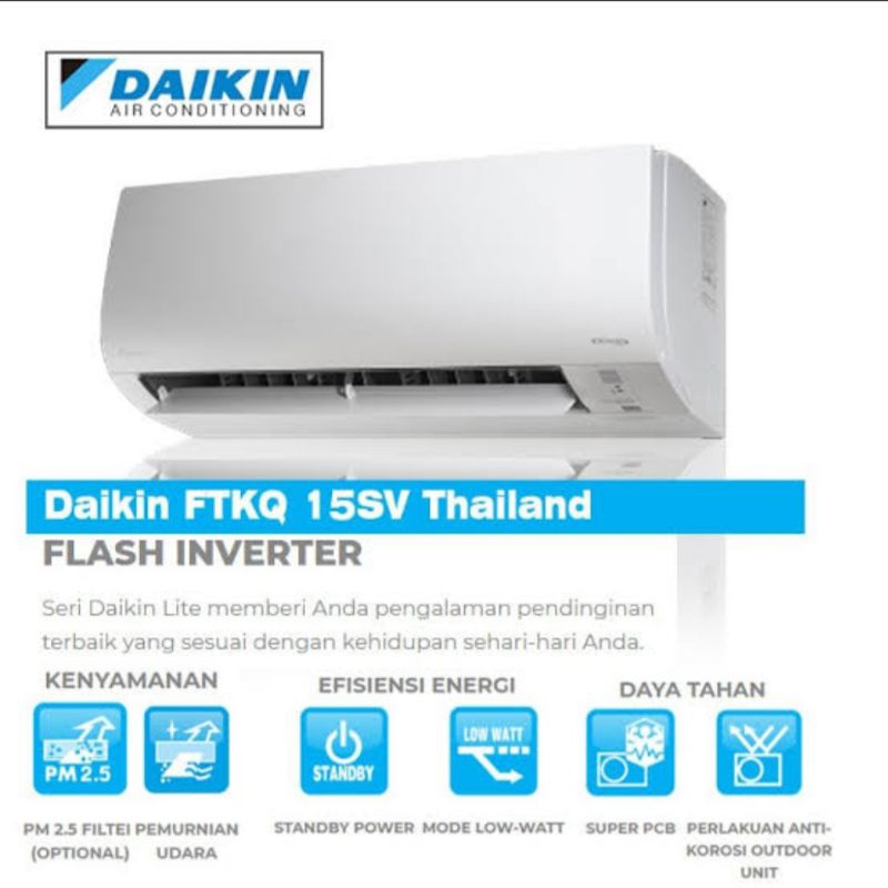 AC DAIKIN 3/4  PK FTKQ-20UVM4 FLASH INVERTER + INSTALASI PEMASANGAN