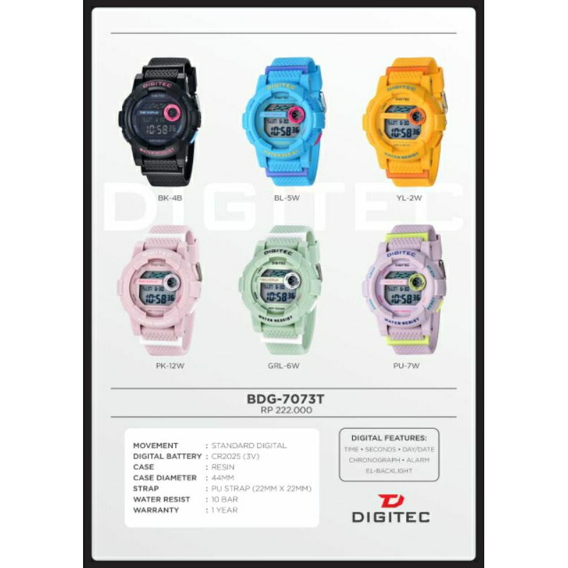 DG 7073 ORIGINAL WANITA JAM TANGAN TERLARIS GARANSI DIGITEC 7073p