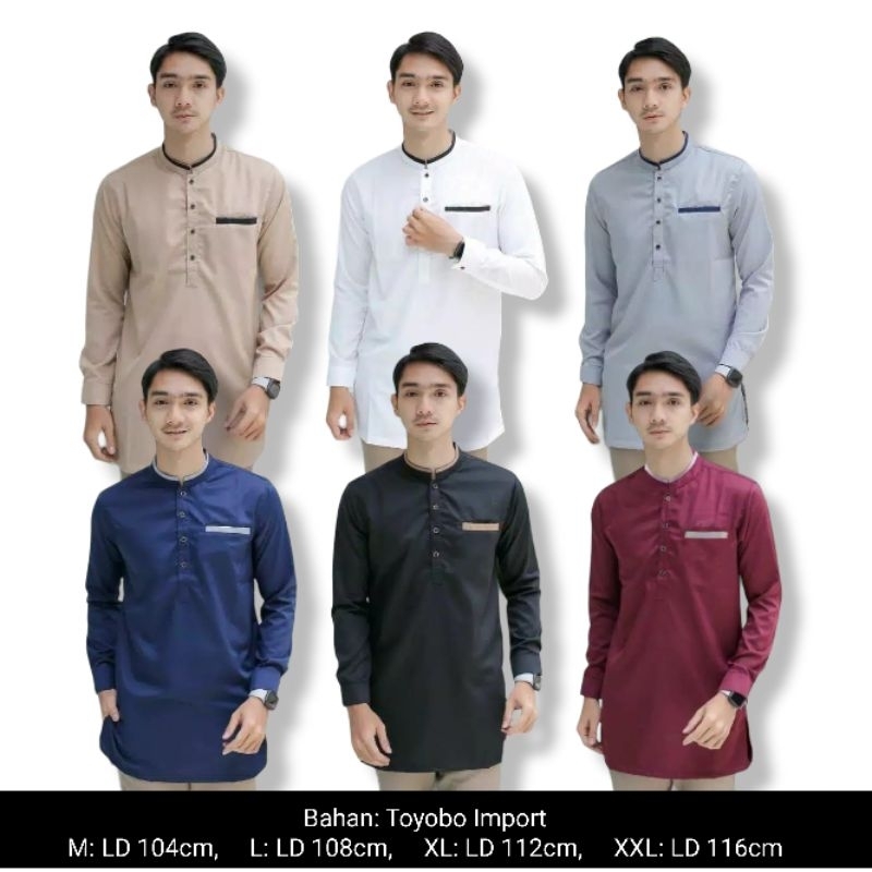 Kurta Pakistan Bahan Toyobo Import Lengan Panjang Baju Koko Muslim Dewasa