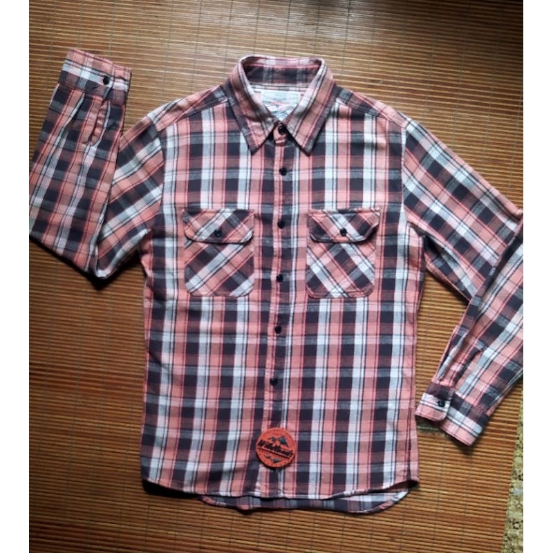 AVIREX USA Baju Kemeja Flanel Tebal Kaku Kokoh Lapangan Field Outdoor