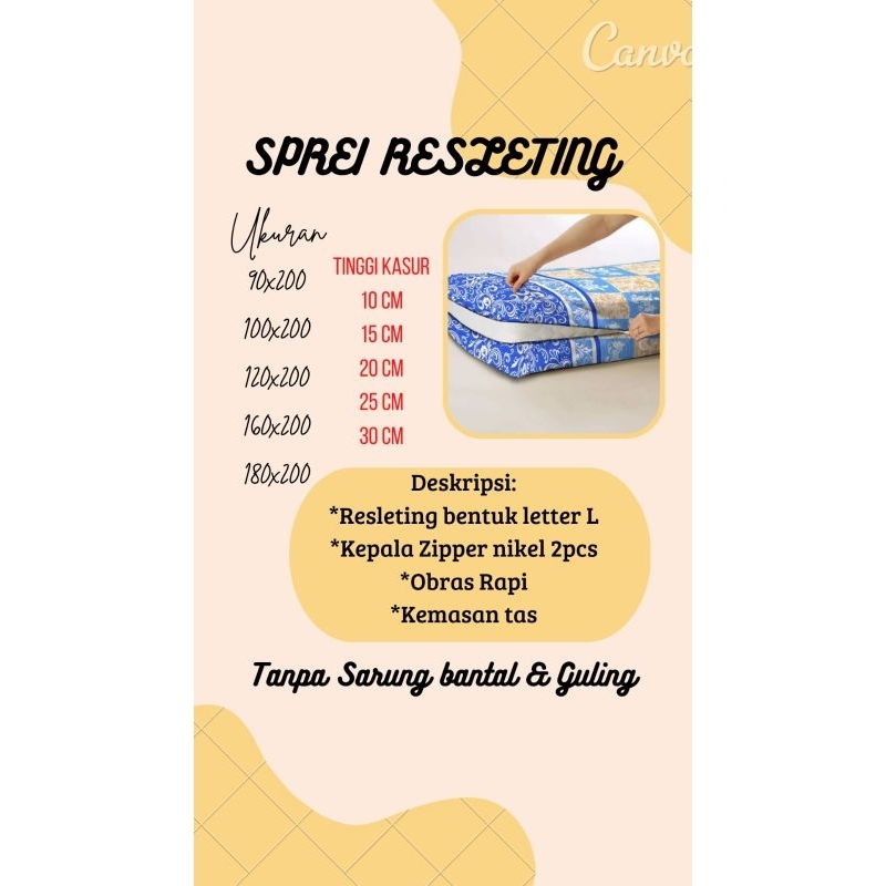 sprei sarung kasur/sprei resleting ukuran 120x200 viral