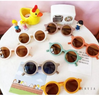 Kacamata Anak Bulat Vintage Sunglasses Kacamata Hitam Fashion Anak Anti UV Bahan Plastik