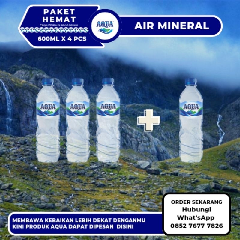 

Paket Hemat Air Mineral Aqua 600Ml x 4Pcs