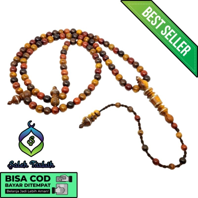 Tasbih Kombinasi Kayu (Gaharu, Nagasari, Kalimasada) Size 8mm, Motif Super