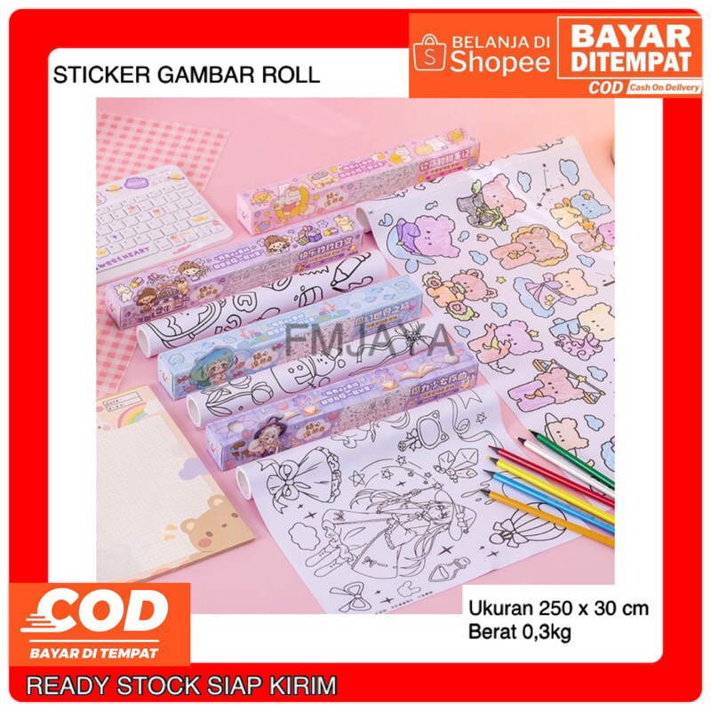 

26 STICKER GAMBAR ROLL || KERTAS MEWARNAI STICKER ROLL BISA DITEMPEL || KERTAS MEWARNAI ANAK